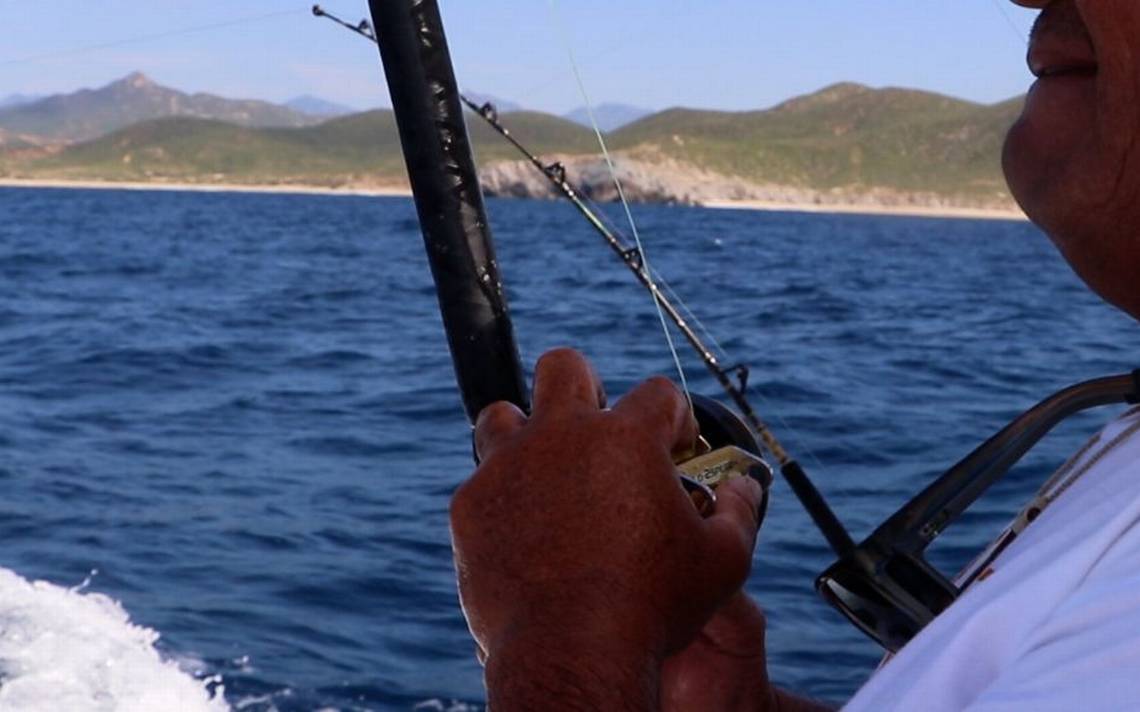 En El Mar, Pescando Con Una Caña De Pescar Desde La Orilla Fotos
